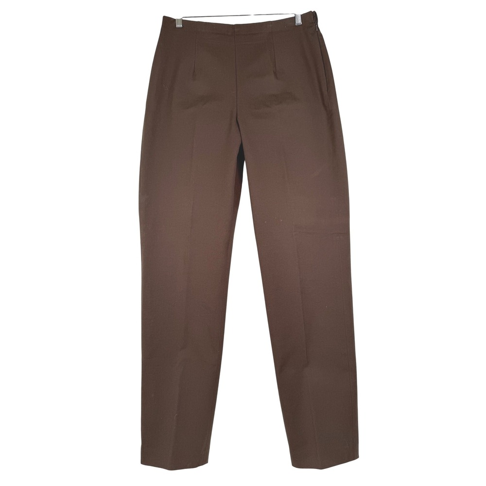 Eddie Bauer Bremerton Fit Pants Women 14 Tall Brown Straight Leg Side Zip Cotton